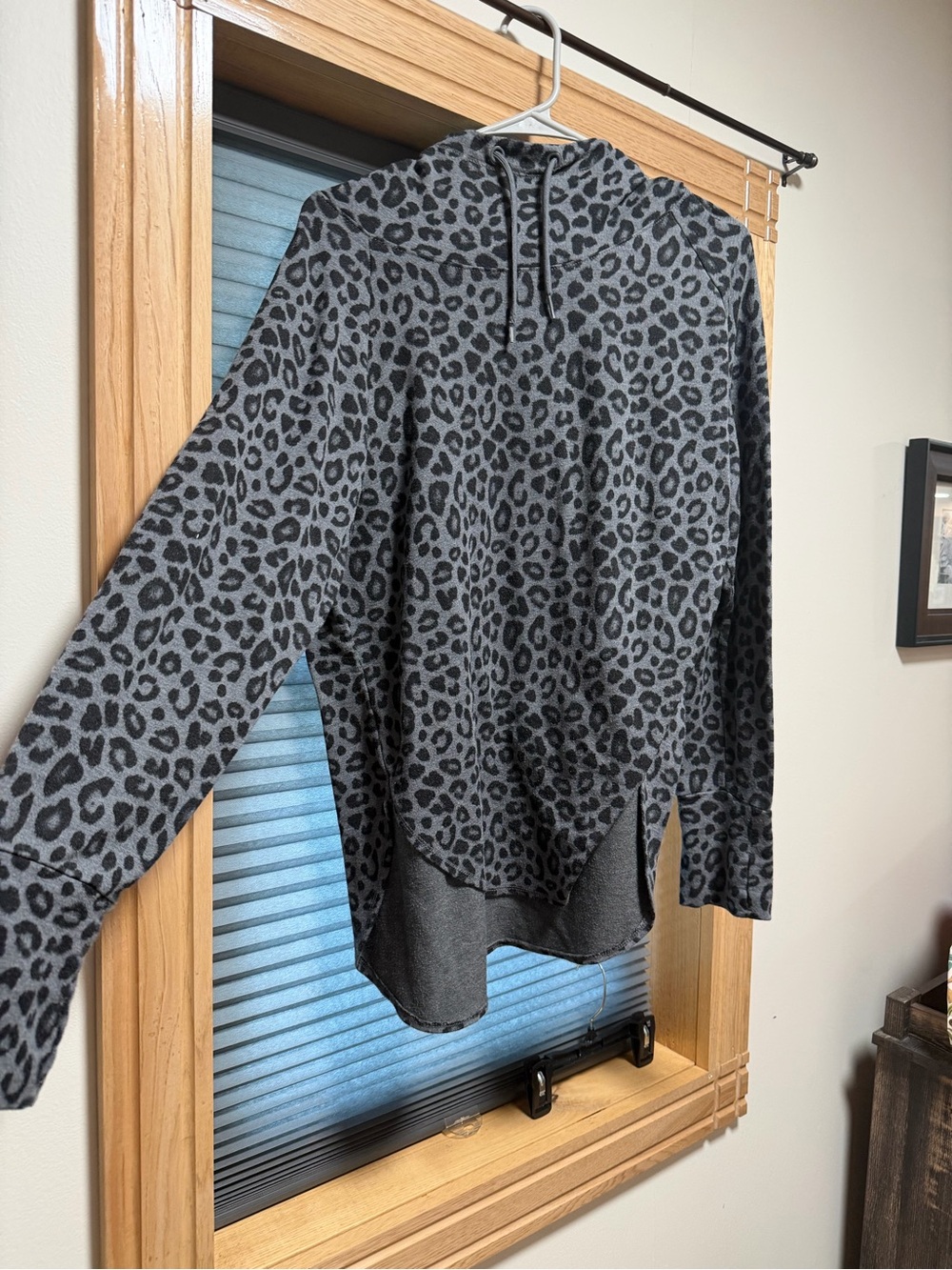 Athletic Works Gray and Black Leopard Print Pullover Hoodie